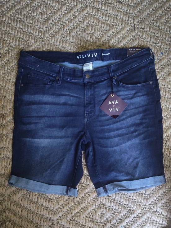 Ava & Viv Pants - Ava & Viv Women's Indigo Roll-Cuff Denim Bermuda Shorts